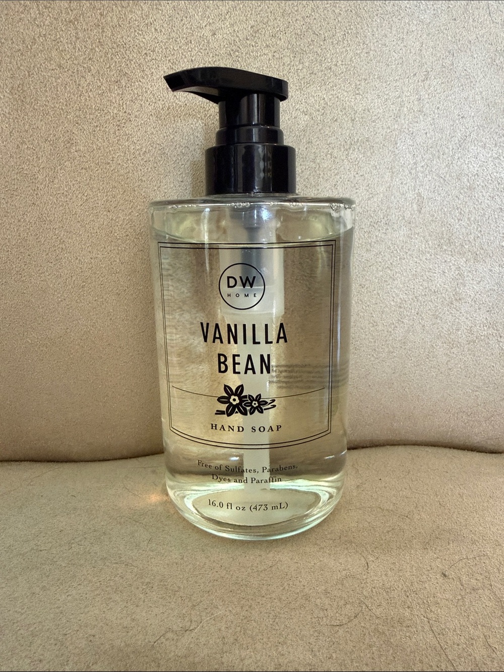 DW Home Vanilla Bean Hand Soap - Black Pump, Clear Bottle